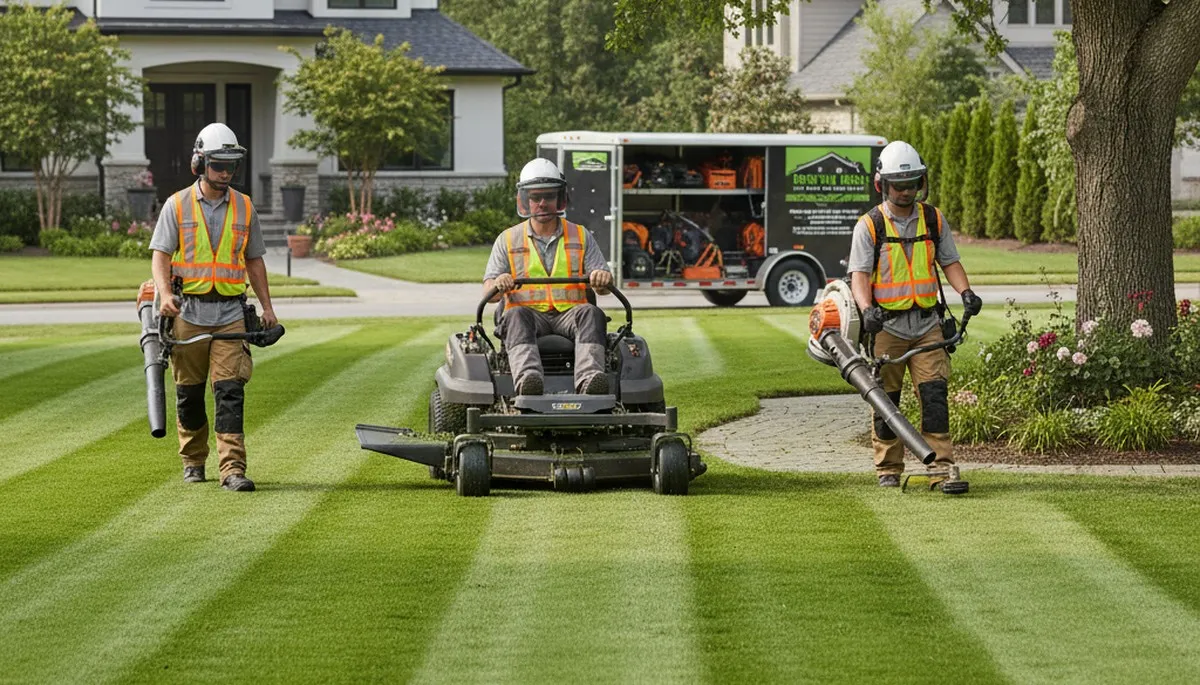Burlington, NC tree service crew providing professional arbor care and lawn maintenance for local properties