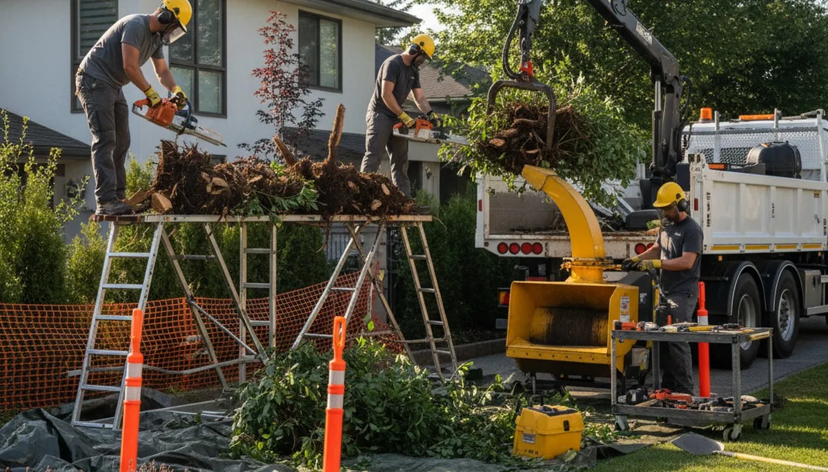 Shrub removal service in Burlington, NC clearing overgrown shrubs from a residential property