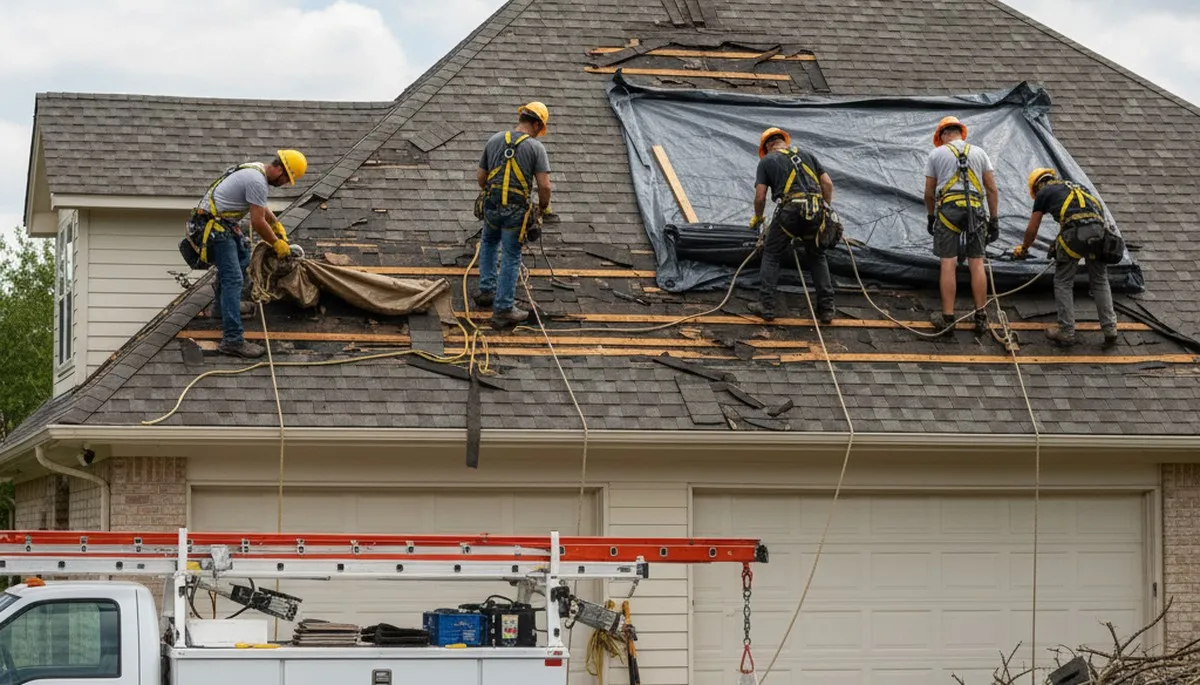 Storm damage cleanup crew clearing fallen trees and debris in Burlington, NC