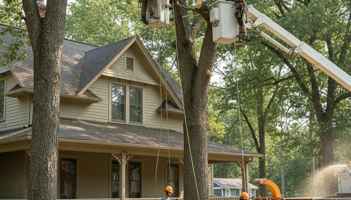 Tree service crew in Burlington, NC providing professional tree removal and trimming services