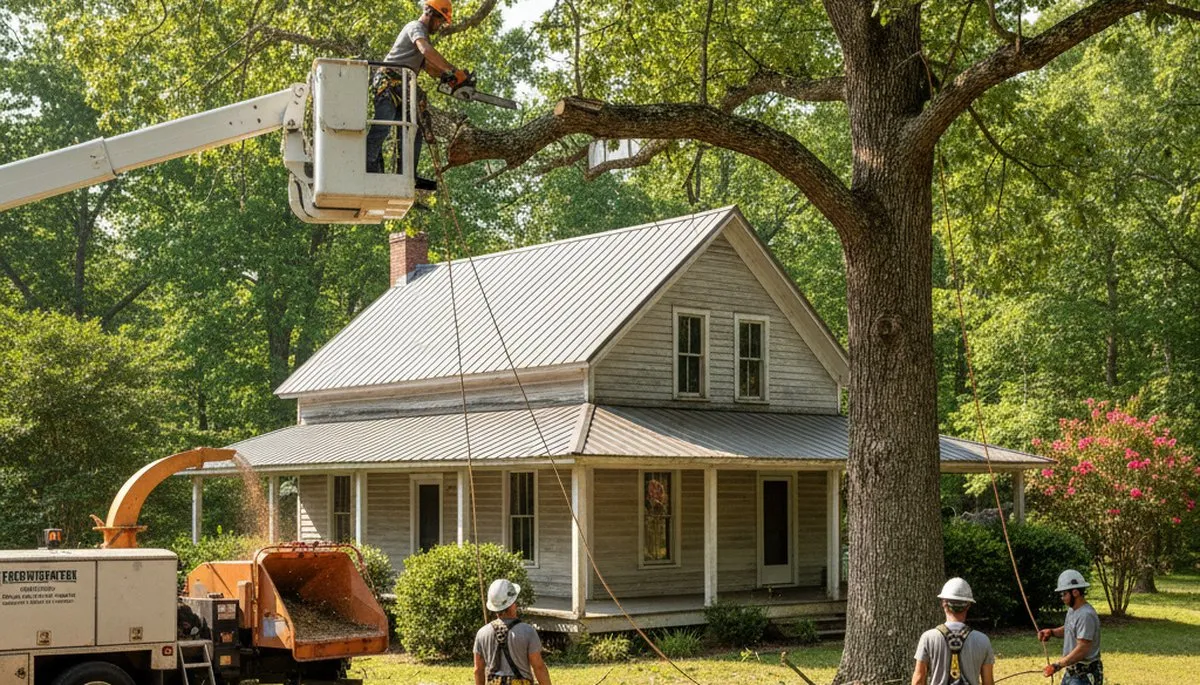 Tree service crew in Burlington, NC providing professional tree removal and trimming services