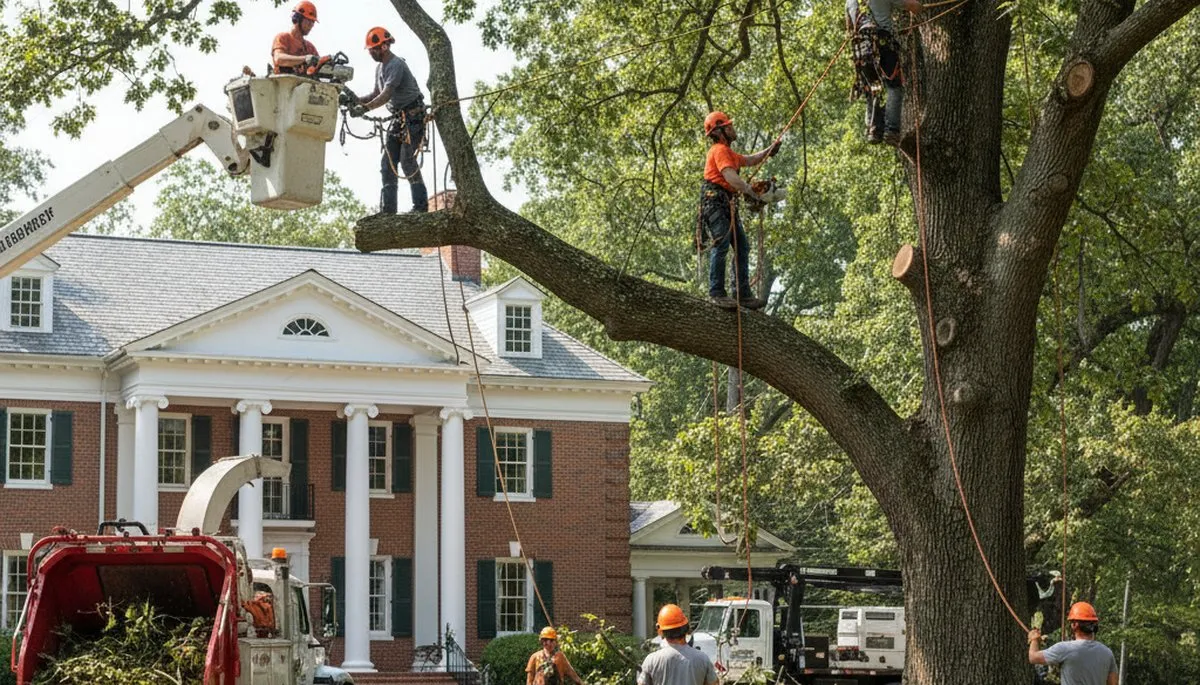 Tree service crew in Burlington, NC providing professional tree removal and trimming services