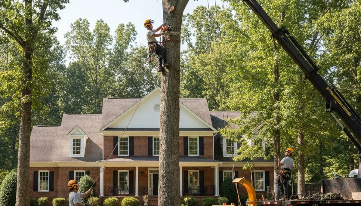 Tree service crew in Burlington, NC providing professional tree trimming and removal services