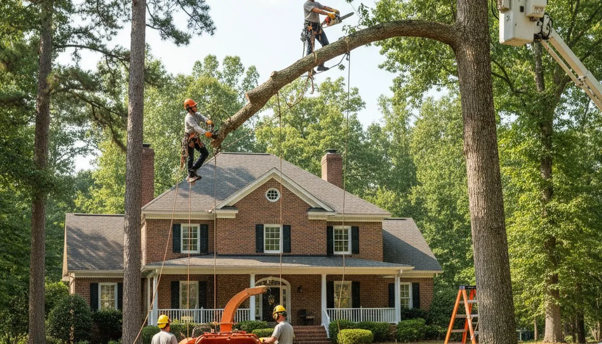 Tree service crew in Burlington, NC providing professional tree removal and trimming services