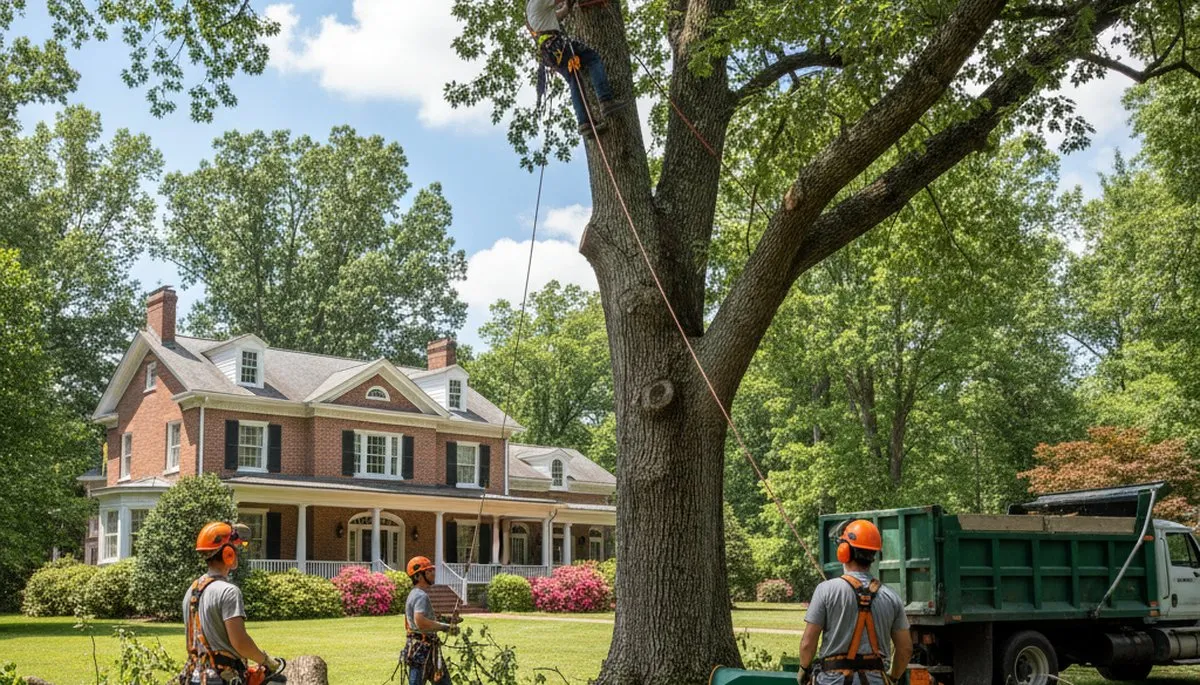 Tree service crew in Burlington, NC providing professional tree removal and trimming services