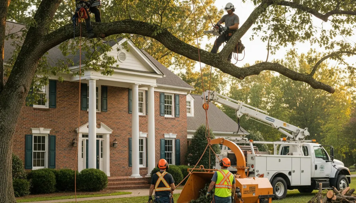 Tree service crew in Burlington, NC providing professional tree removal and trimming services