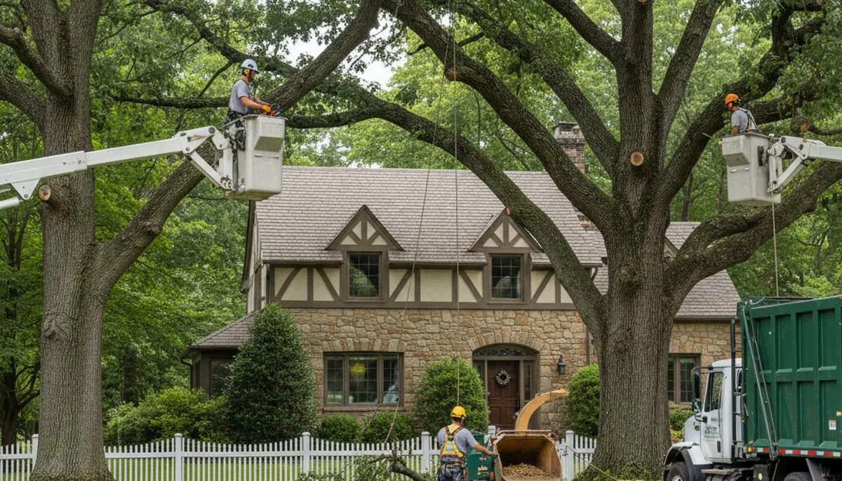 Tree service crew in Burlington, NC providing professional tree removal and trimming services