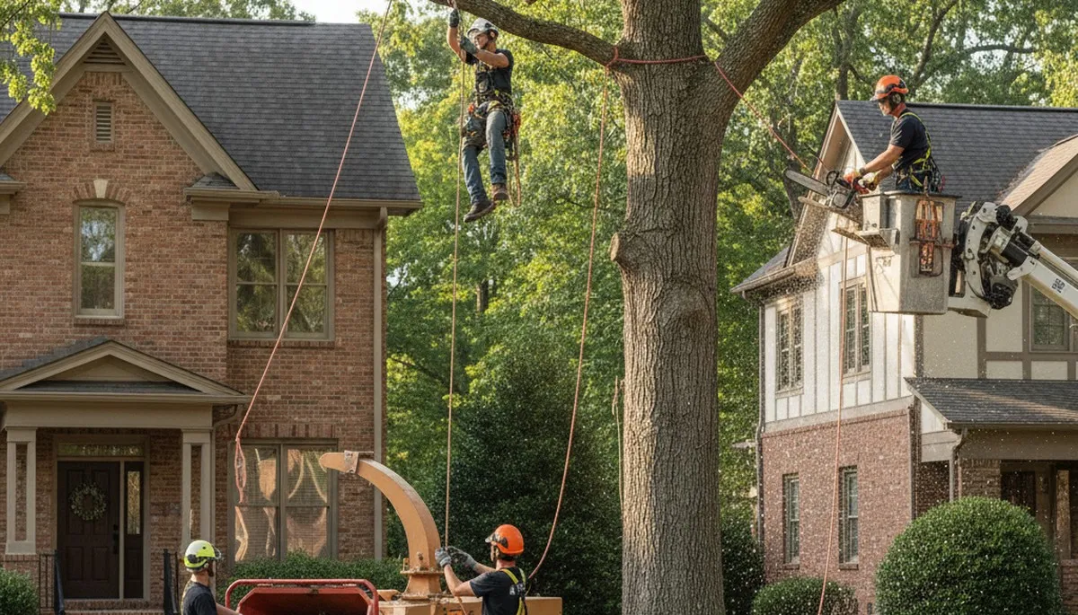 Tree service crew in Burlington, NC providing professional tree trimming and removal services